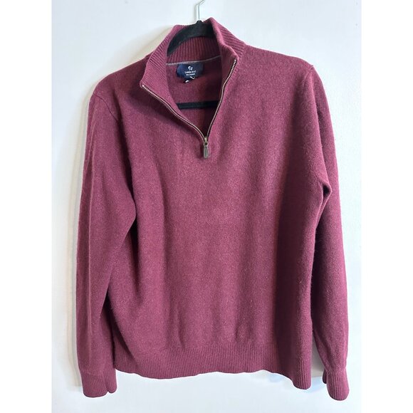 Lands' End Other - Lands’ End 100% Cashmere Sweater Mens L Burgundy 1/4 Zip Pullover Luxury Soft